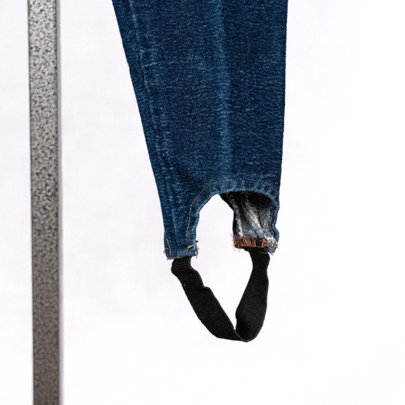 Vintage 80s 90s Bill Blass Hi-Rise Denim Stirrup Pants SZ 12 PETITE Made in USA - Picture 4 of 7